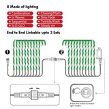 Plug-in candy cane pathway lights with 8 lighting modes
