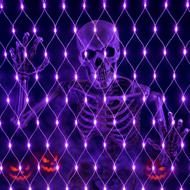 Solar net lights wrapped around a fence