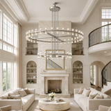 Tavira Chandelier, Two-Tier Round Wagon Wheel Crystal Chandeliers, Bulbs Included, Damp Rated
