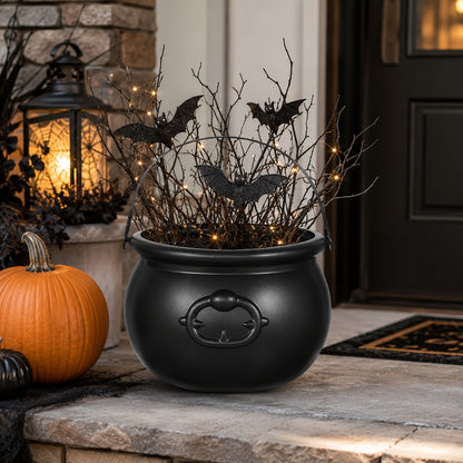 Black Halloween Witch Cauldron Bowl - Indoor Party & Candy Bucket Decor
