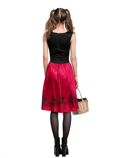 Adult Princess Costume, Halloween Dress and Red Cape 2-Piece Set