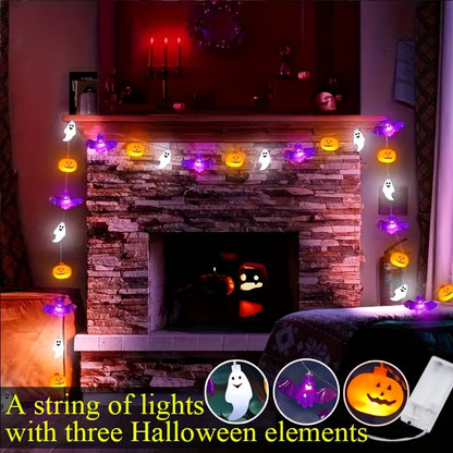 Halloween String Lights - Ghost Bat Pumpkin LED Décor