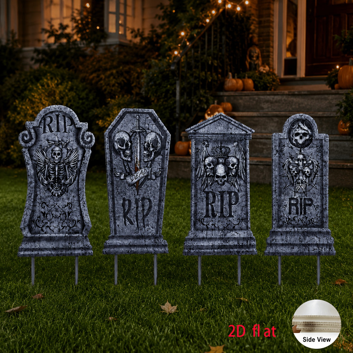 Halloween tombstone yard stake set, additional view