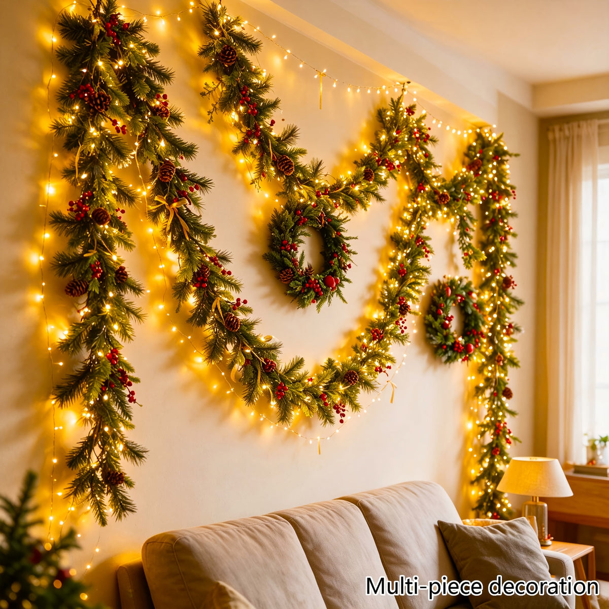 AA battery powered pre-lit Christmas garland