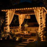 Solar String Lights, 39.4 ft Outdoor, 11 Modes, IP65, 3 Colors
