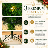 Pre-Lit Christmas Tree, 5 to 7.5 ft, Warm White LED, 13 Modes, Tinsel Included