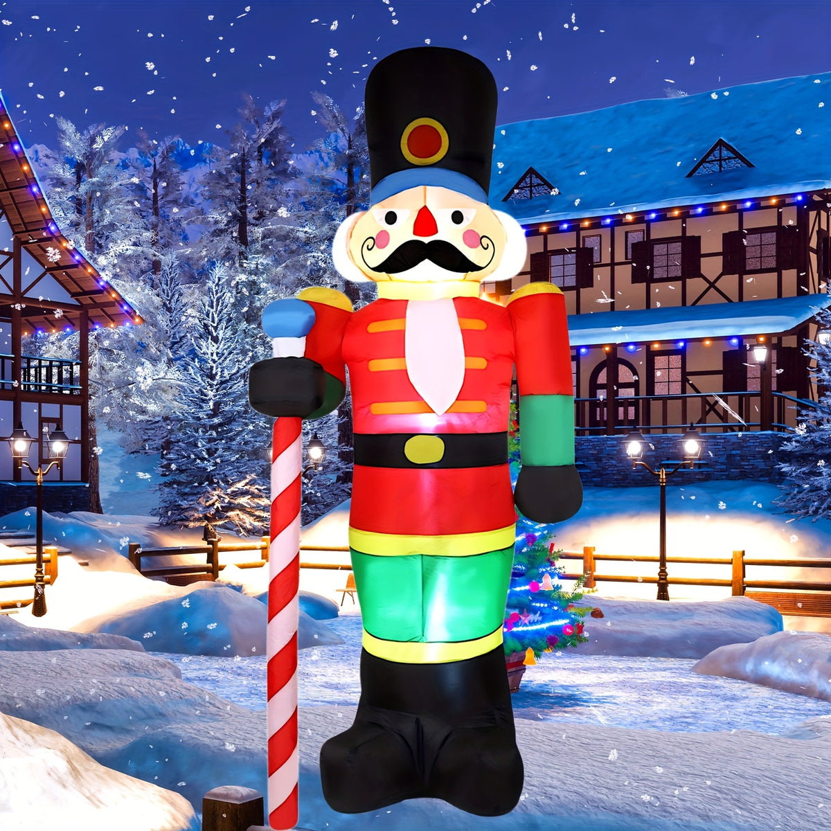 Nutcracker Inflatable 8 ft Lighted Christmas Soldier, Outdoor Christmas Inflatables for Yard