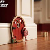 Elf door design shown with its wreath and sign accents