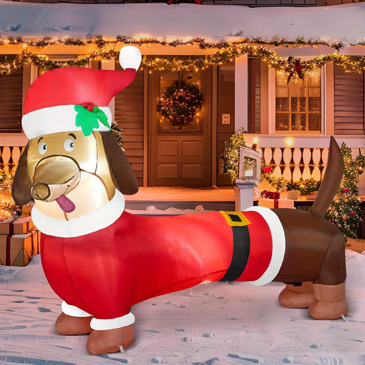 Dachshund Christmas decoration that plugs into a US outlet