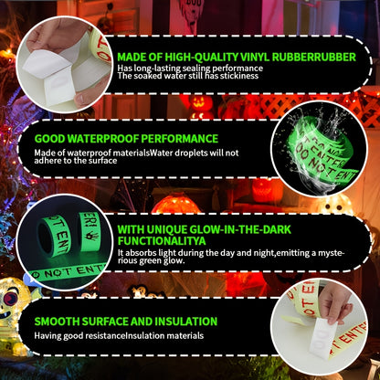 Glow-in-the-Dark Halloween Caution Tape - Outdoor Yard & Party Decor