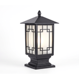 Elmwood lattice glass pillar light - clean, lit, white background
