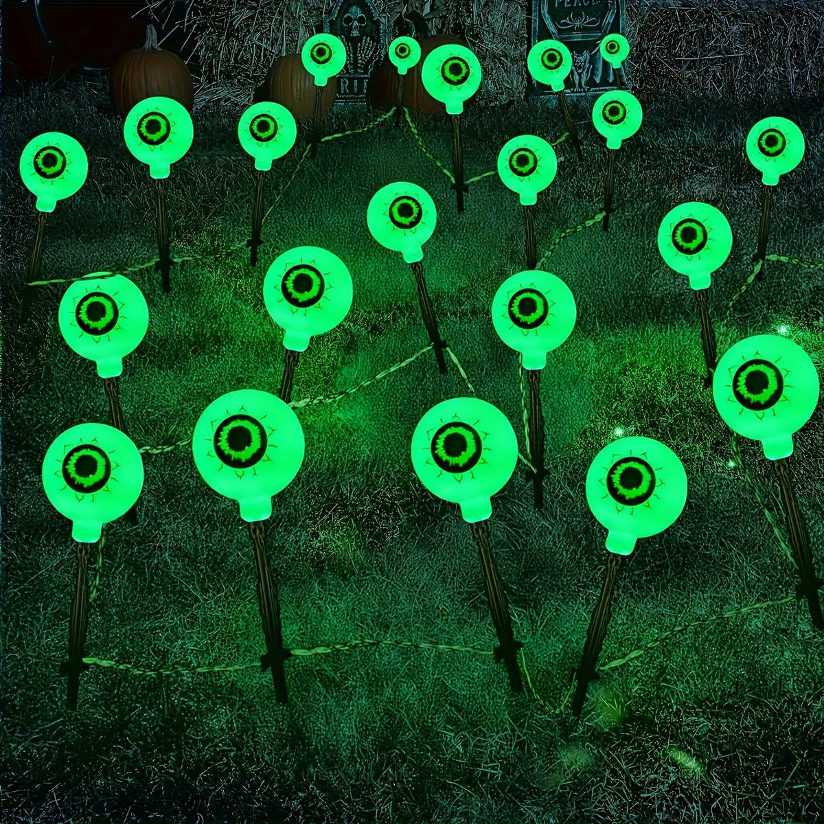 Solar Halloween Eyeball Lights - Outdoor Yard Decorations
