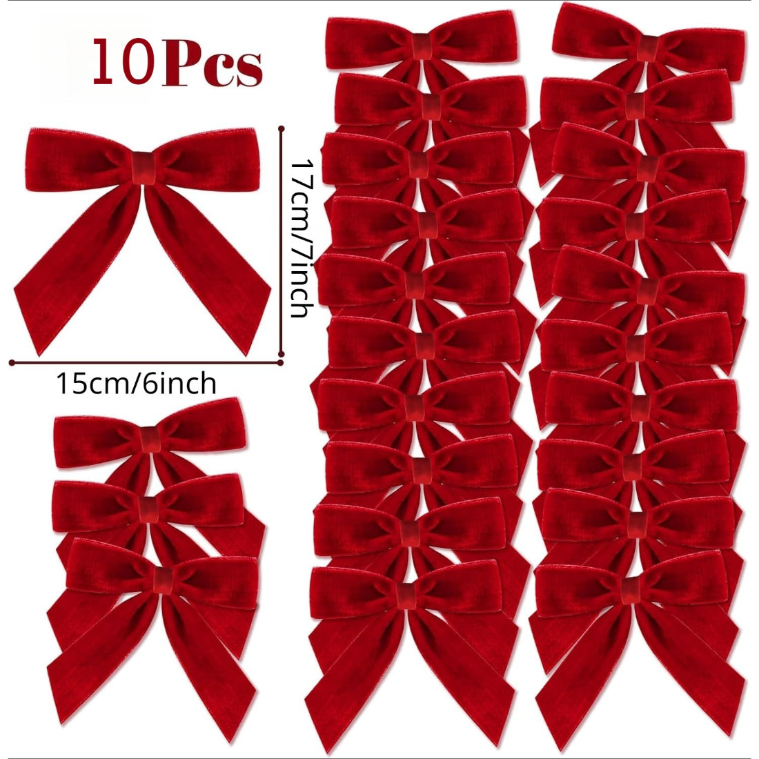 Medium size red velvet Christmas tree bow