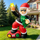 Christmas Yard Inflatable Decorations, 6 ft Rock Star Santa, LED Lighted, Guitar & Radio Base