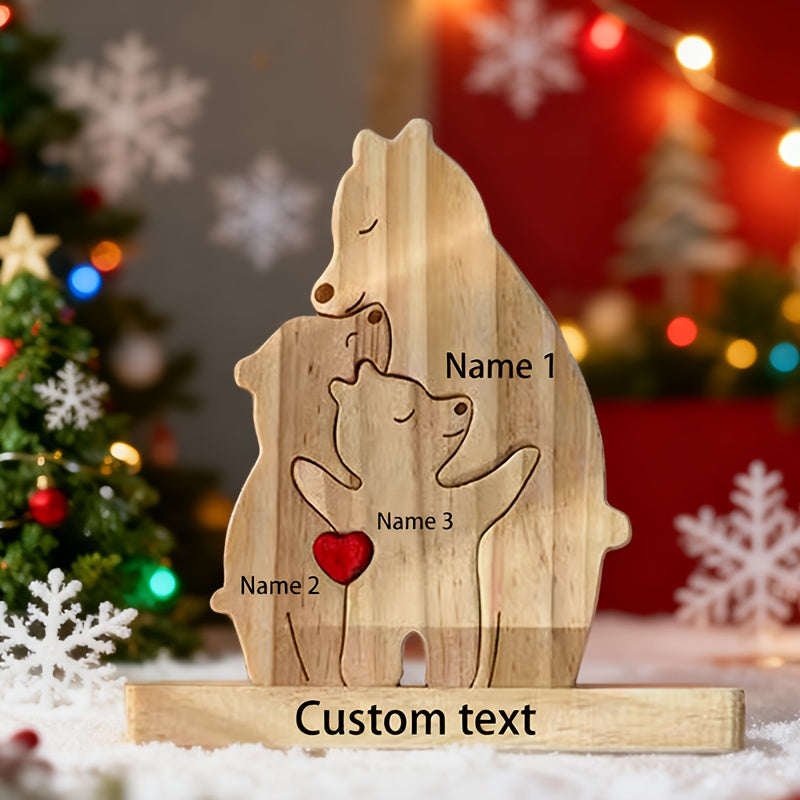 Two wooden bears close view