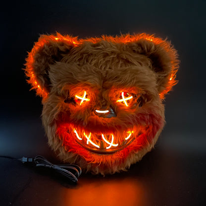 Light-Up Halloween Costume Mask, Glowing Eyes, Bunny or Bear Horror Design