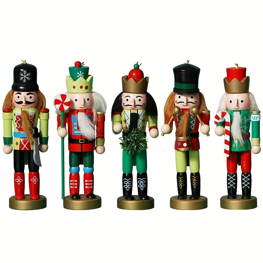Christmas Decorations, Hand-Painted Wooden Nutcracker Set of 5, a Keepsake for Holiday Gifting