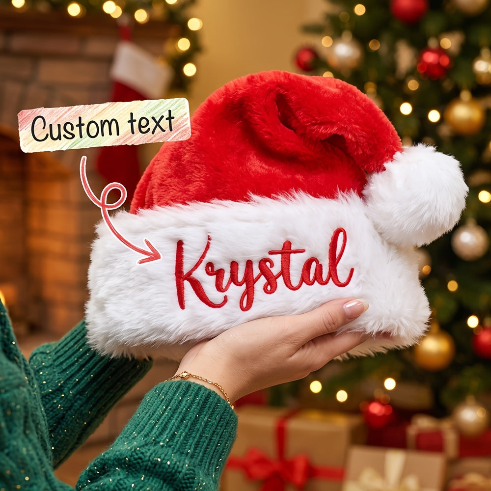 Embroidered name on Santa hat