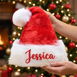 Family wearing custom Santa hats