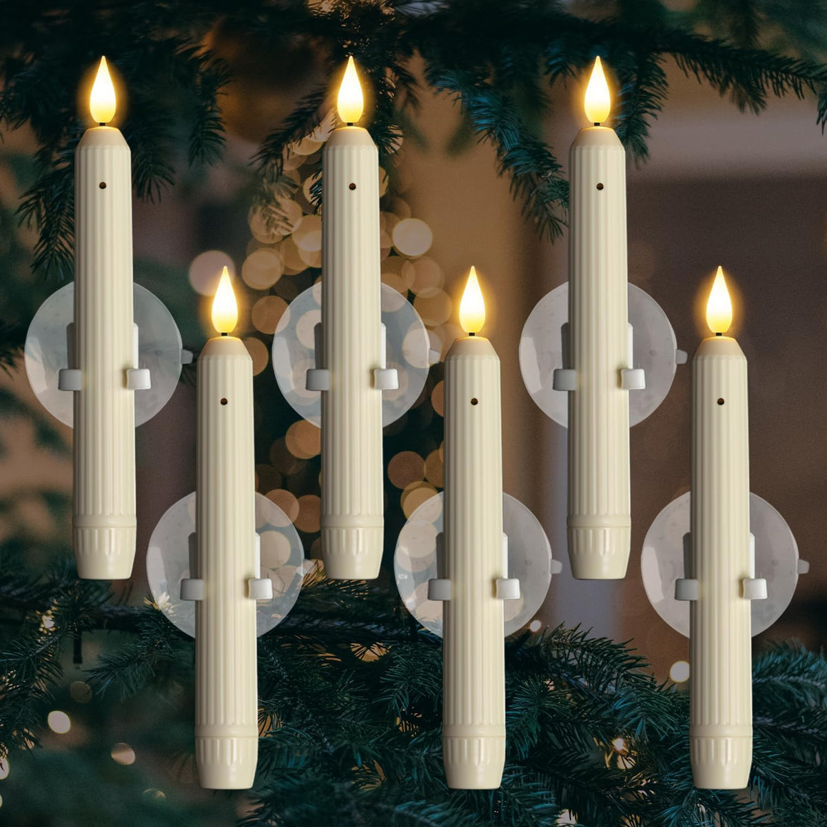 Six piece set of flameless window candles