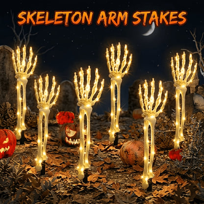 Skeleton Arm Ground Stakes, Set of 4 or 6, Vintage Plastic Halloween Yard Decoration
