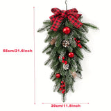 Christmas door swag in artificial greenery with red berries