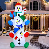 Christmas Inflatable Snowman, 6 ft Stacked with Built-in LEDs