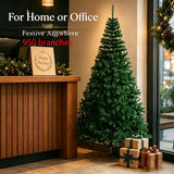 Green artificial Christmas tree in a living room setting