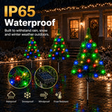 Christmas tree shaped solar pathway light on a ground stake