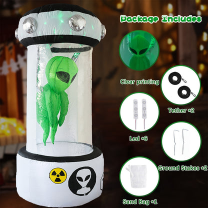 8 foot inflatable alien Halloween yard decoration at full height