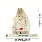 Personalized 3D wood bear family figurines