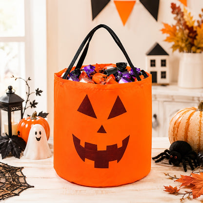 Orange pumpkin trick or treat tote bag, product photo 9