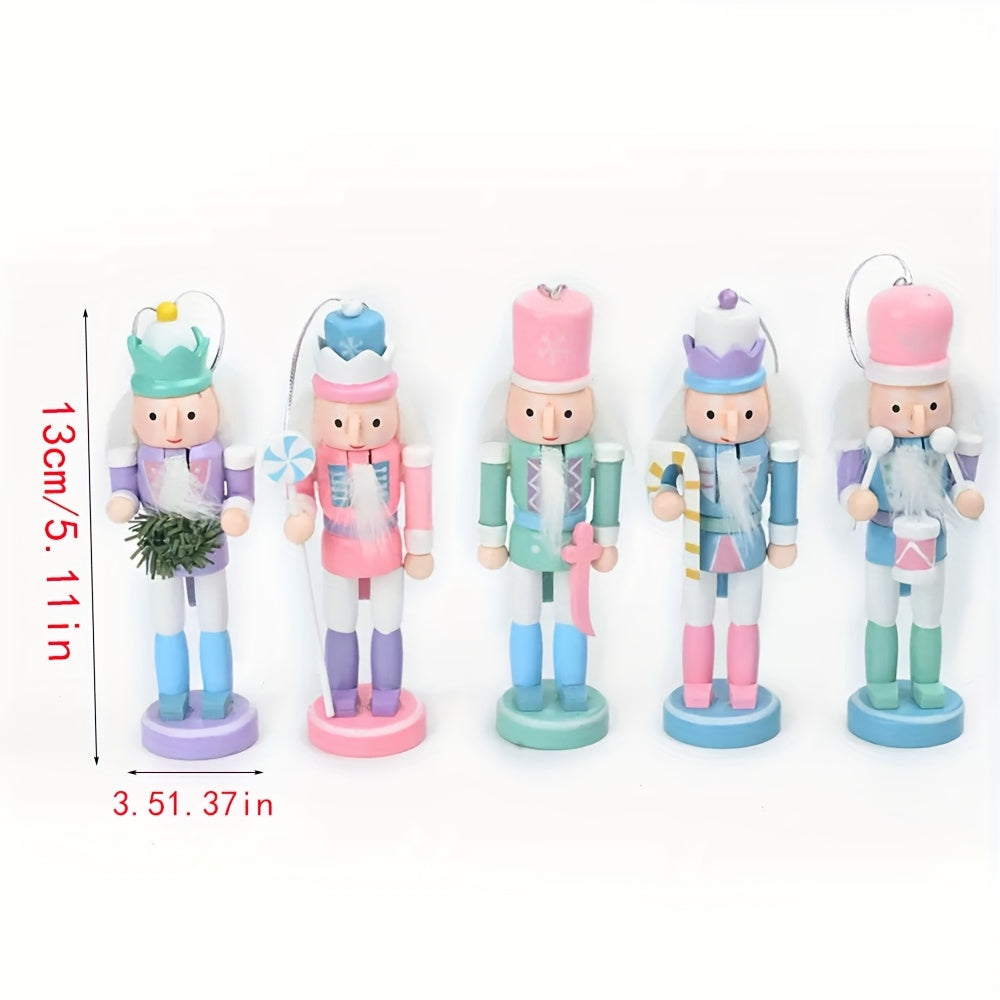 Christmas Decorations, Hand-Painted Wooden Nutcracker Set of 5, a Keepsake for Holiday Gifting