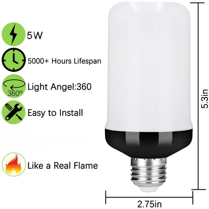 LED flame effect bulb glowing yellow in a lamp