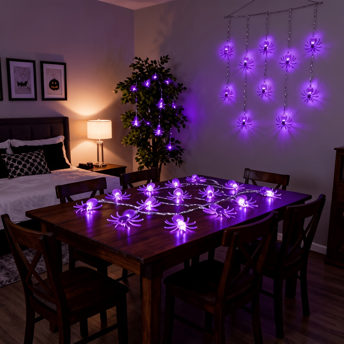 Purple spider Halloween LED light packaging