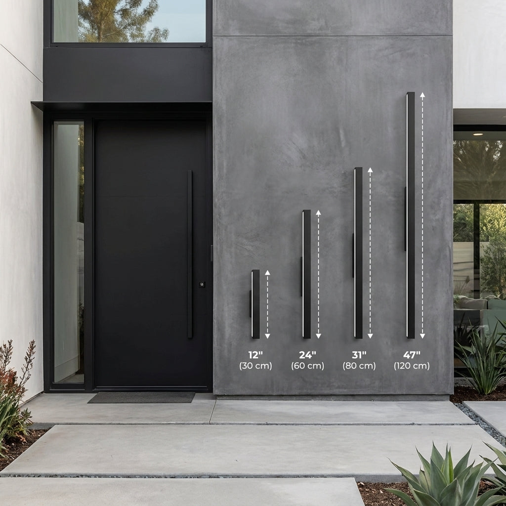 Fenja RGB Smart size comparison 12 to 47 inch next to door