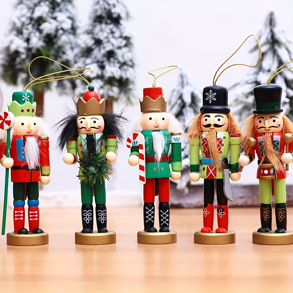Christmas Decorations, Hand-Painted Wooden Nutcracker Set of 5, a Keepsake for Holiday Gifting