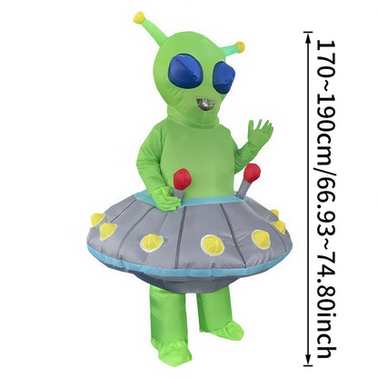 Inflatable alien costume worn at a themed event