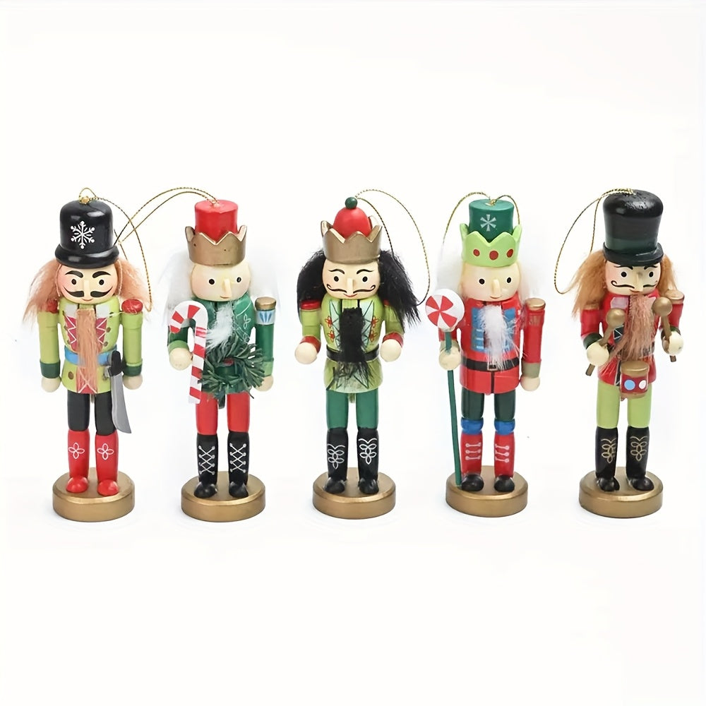 Christmas Decorations, Hand-Painted Wooden Nutcracker Set of 5, a Keepsake for Holiday Gifting