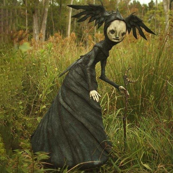 Witch sculpture Halloween decor figurine, product photo 1