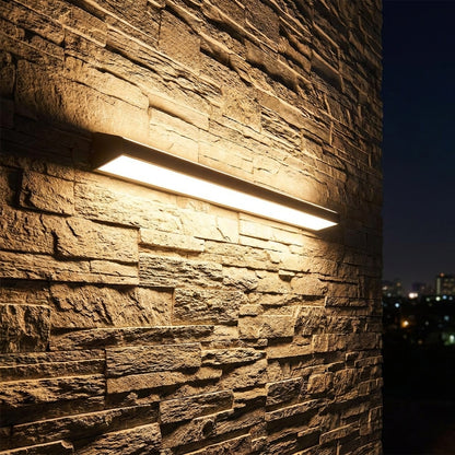 Fjord - mounted on stone wall at night