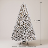 Size guide: flocked tree available from 4.5 ft to 9 ft (1.37 to 2.74 m)