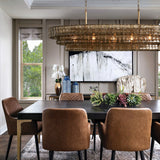 Vidra Oval Chandelier for Dining Room, Curved Glass & Steel, 54 or 65 Inch, Hardwired