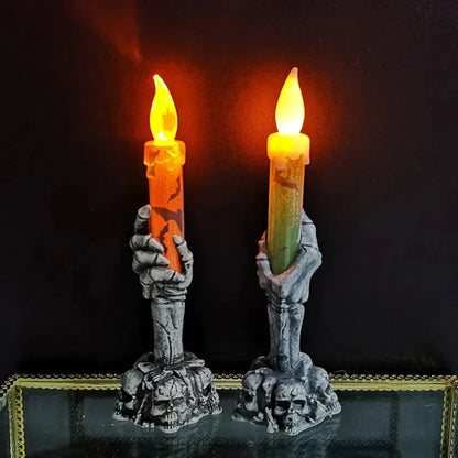 Skull-shaped Halloween candle holder