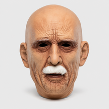 Old man character mask showing the wrinkled facial sculpt and white beard