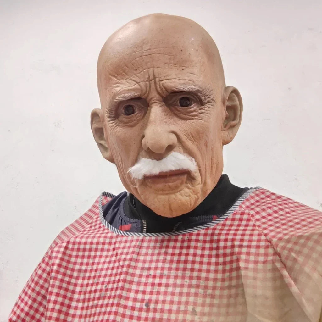 Full head aged-character costume mask, product photo