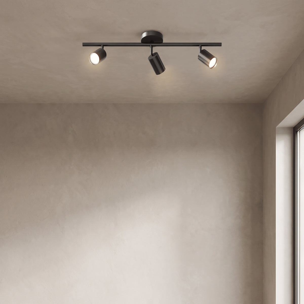 Casimir track light in matte black with 3 lights