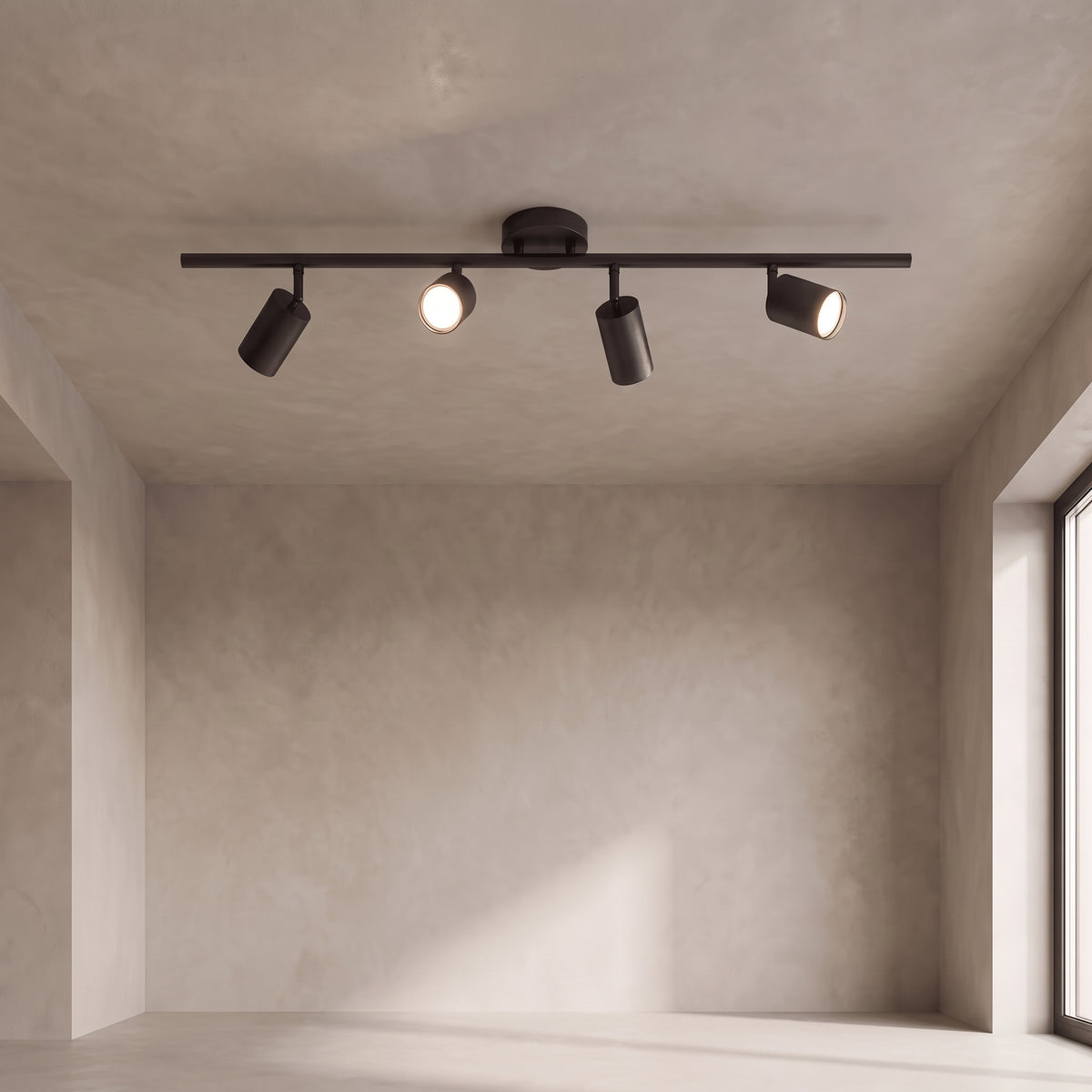 Casimir track light in matte black with 4 lights