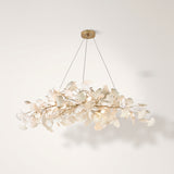 Sorin Modern Gold Chandelier, Ginkgo Leaf LED, Dimmable, White Leaves, Dining Room