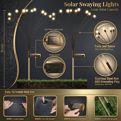 Yanagi Solar Garden Lights, Swaying Decorative LED, Outdoor Auto Dusk-to-Dawn